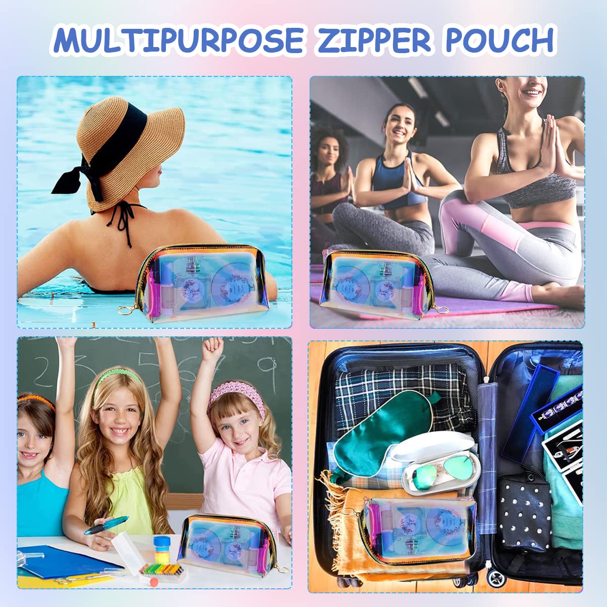 MAYCREATE Cosmetic Bag Zipper Makeup Pouch TPU, Semi-Transparent Holographic Travel Toiletry Bag Makeup Organizer Bag Cosmetic Storage Bag, Multi-Use Pencil Pouch for Girls MAYCREATE Cosmetic Bag Zipper Makeup Pouch TPU, Semi-Transparent Holographic Travel Toiletry Bag Makeup Organizer Bag Cosmetic Storage Bag, Multi-Use Pencil Pouch for Girls